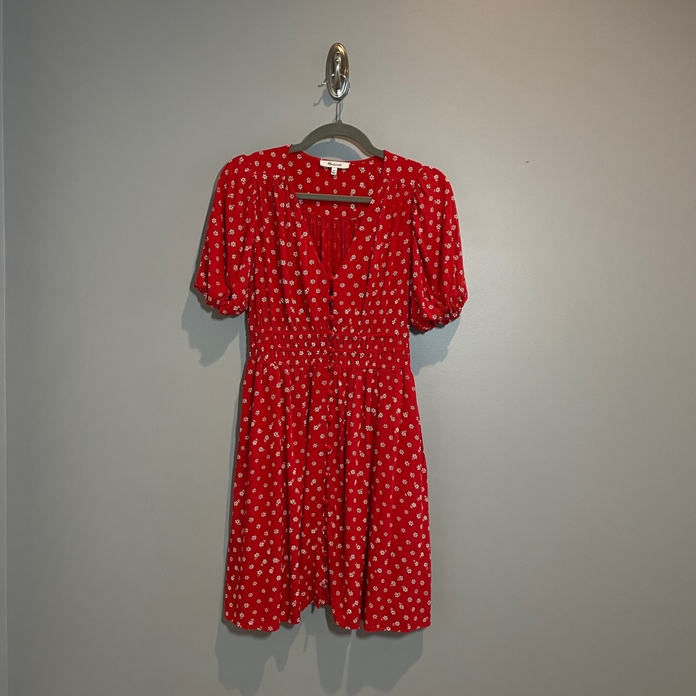 Madewell Sophia Mini Dress in Bandana Flower, Size XS, Color Bandana Red